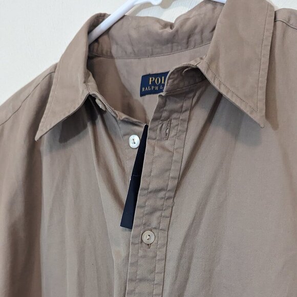 NWT Polo Ralph Lauren Long Sleeve Popover Tan Preppy Cotton Shirtdress, Size 12 - Picture 2 of 11
